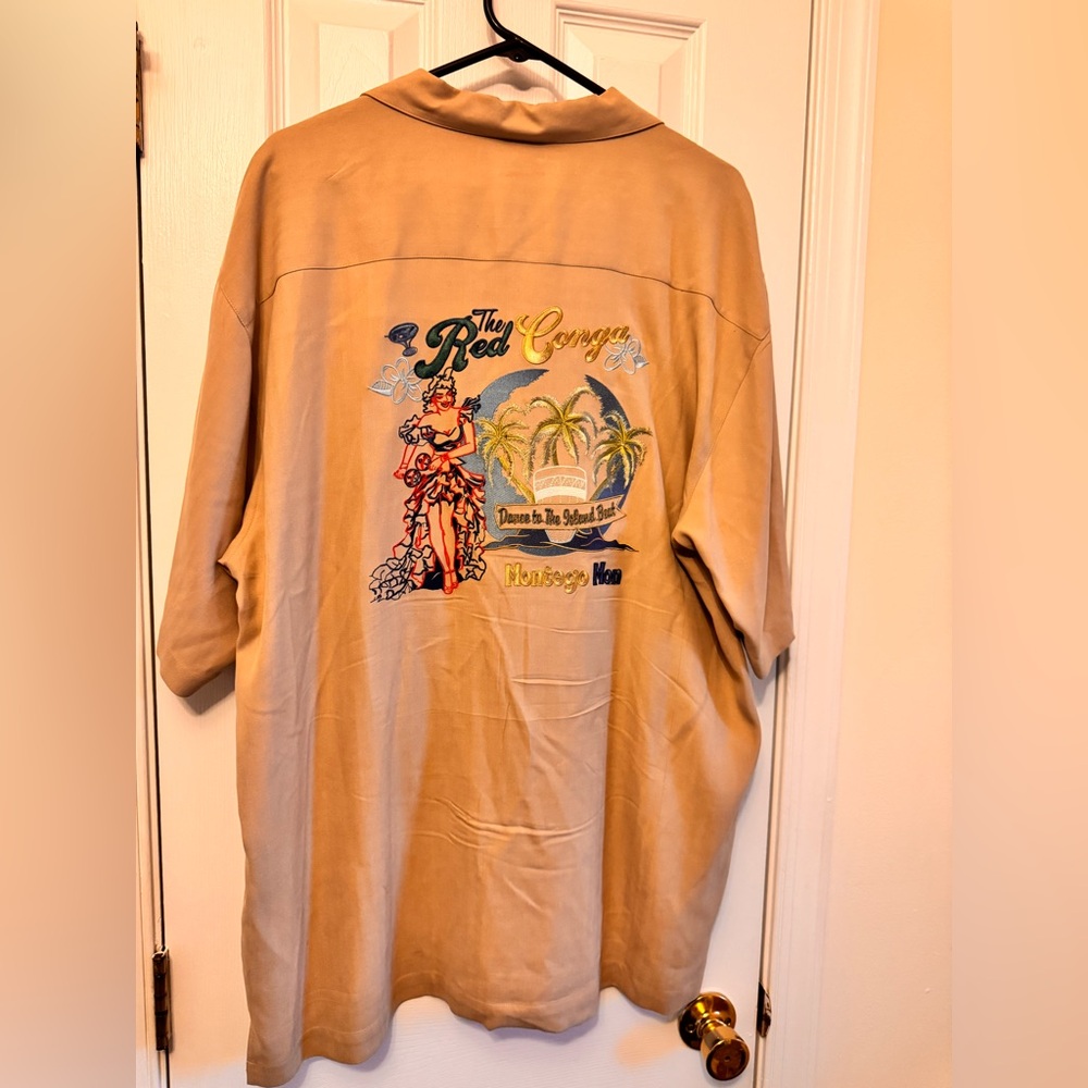 Tommy Bahama embroidered silk shirt Size XL
